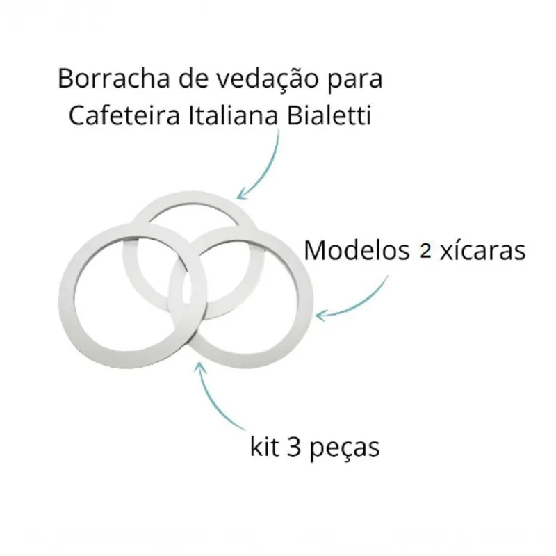 Kit 3 Anéis de Vedação Borracha Bialetti Moka Express 2 Xícaras