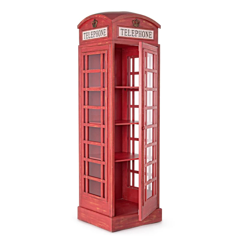 Libreria cabina telefonica Inglese, Mobile londinese con vetri laterali
