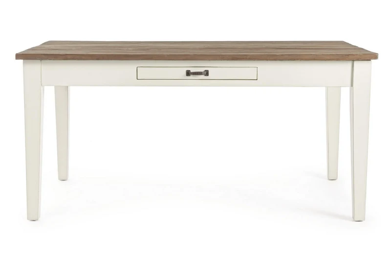 Tavolo rettangolare "Siena" con cassetti, struttura in legno Wadang, piano in teak 160 x 90 cm
