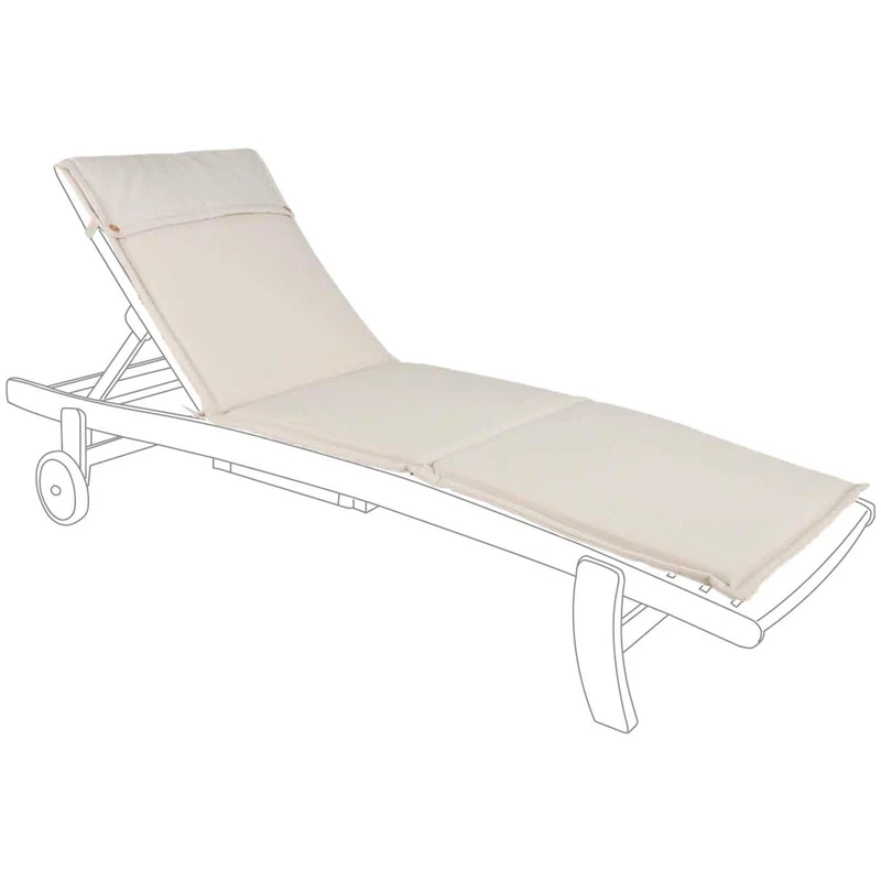 Cuscino per lettino e sdraio da esterno, sfoderabile ed idrorepellente, 190 x 62 cm Panna / Poliestere 250gr/m2