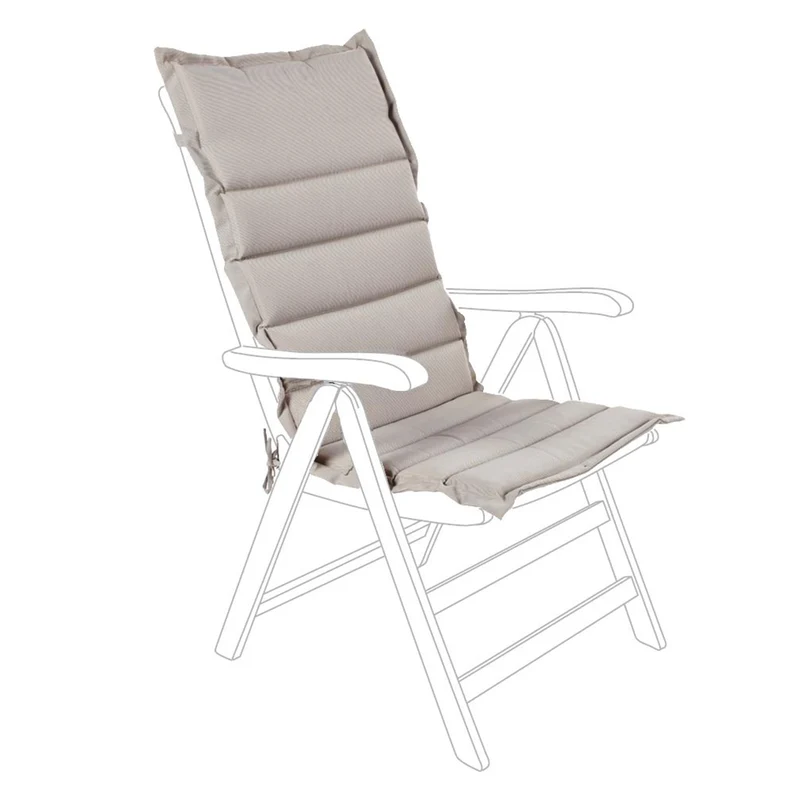 Cuscino per sedia a sdraio trapuntato con schienale alto idrorepellente per interno ed esterno Beige / 1 Pezzo
