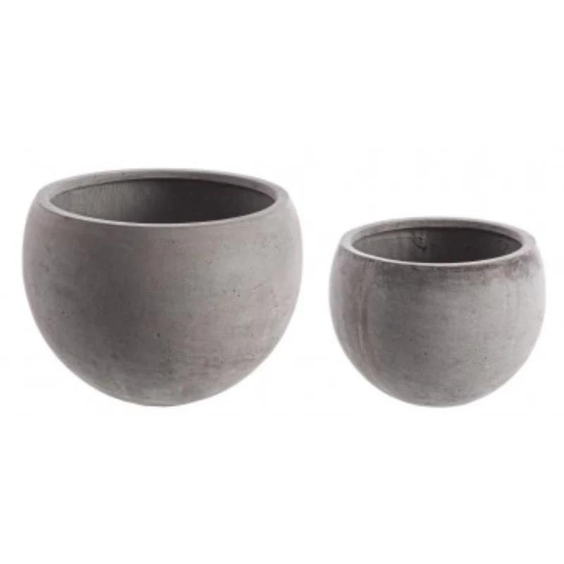 Set 2 PortaVaso Cement Grigio in Argilla Colorata per uso esterno. Sfera