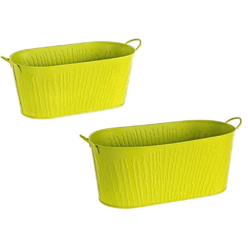 Set 2 vasi corteccia con manico. Per uso interno ed esterno verde