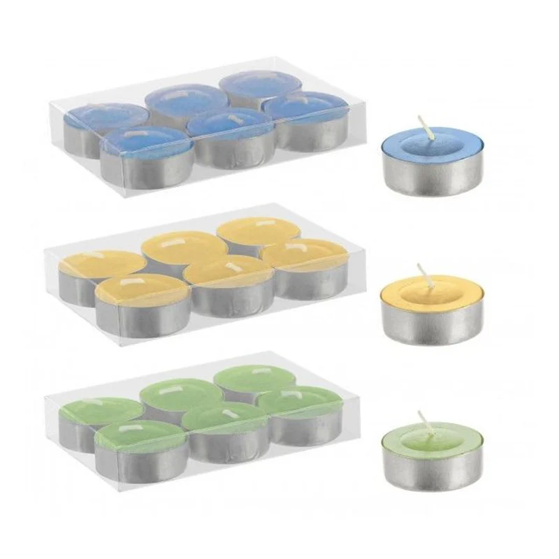 Tealight alla citronella colorata decorazione da esterno 6 pezzi Blu