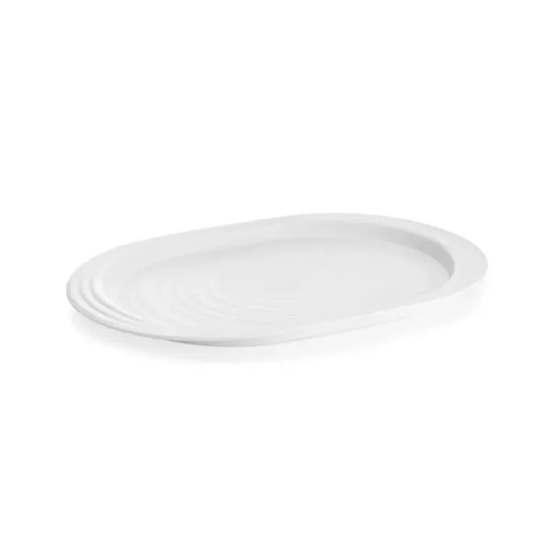 BANDEJA COM BORDAS GUZZINI TIERRA L 47X32CM EM PLÁSTICO BRANCO LEITE 197401156