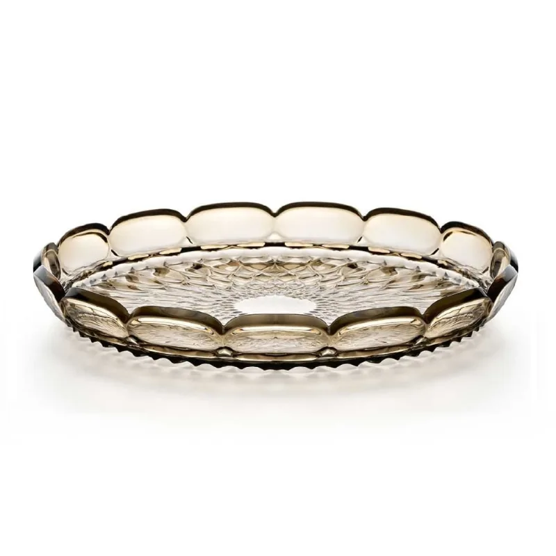BANDEJA DE SERVIR GUZZINI SMALL EM ACRÍLICO VANITY TERRA 30CM SMOKE 128601STE282