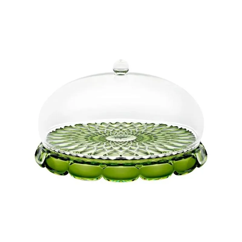 Prato Para Bolo Guzzini Com Domo Small Em Acrílico Vanity Acqua 30cm Water Lily Green 131801sac13