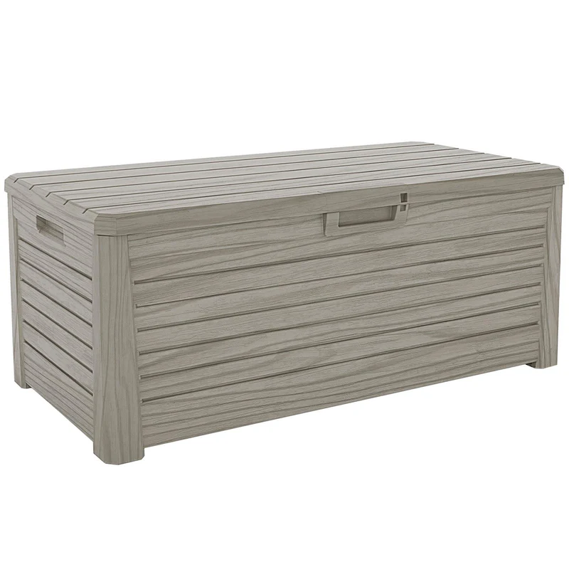 Baule in resina cassapanca multiuso da esterno effetto Legno Large