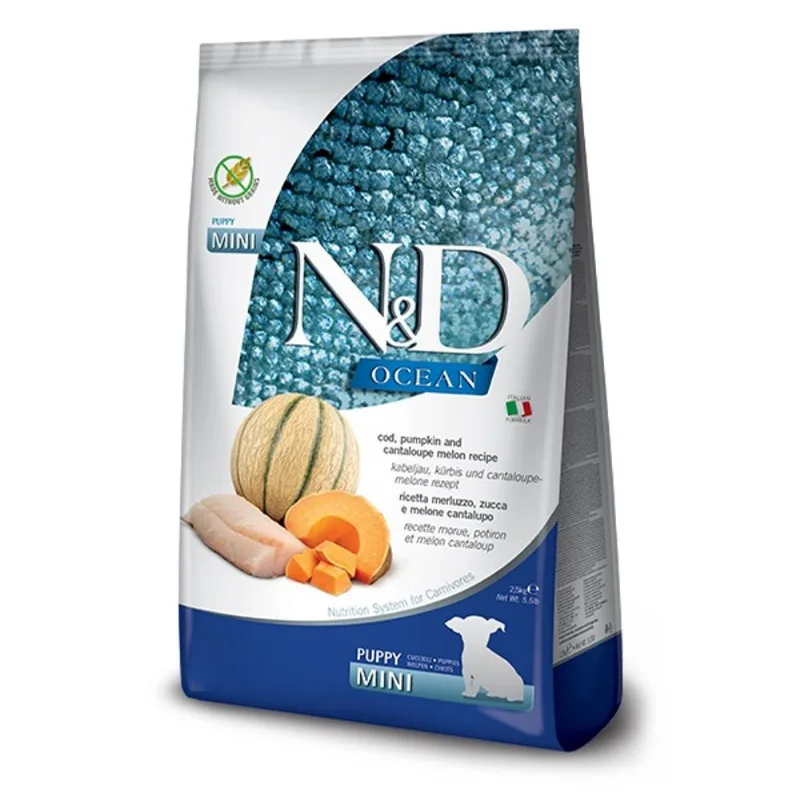 Farmina n&d ocean cane puppy mini merluzzo zucca e melone cantalupo 800 gr