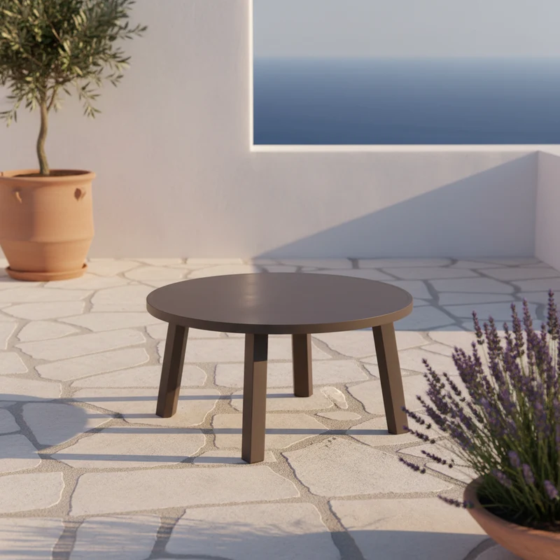 Tavolino "Maximo 60 Mini" con piano rotondo, in resina rigenerata, Ø 60 x 30h cm Terra