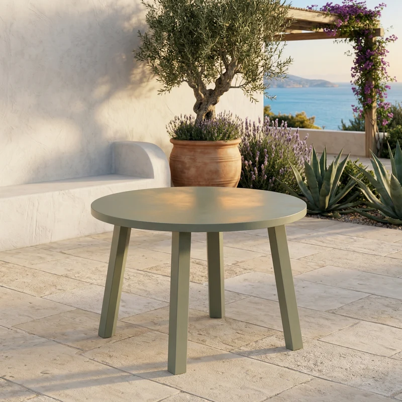 Tavolino "Maximo 60 Maxi" con piano rotondo, in resina rigenerata, Ø 60 x 40h cm Cactus