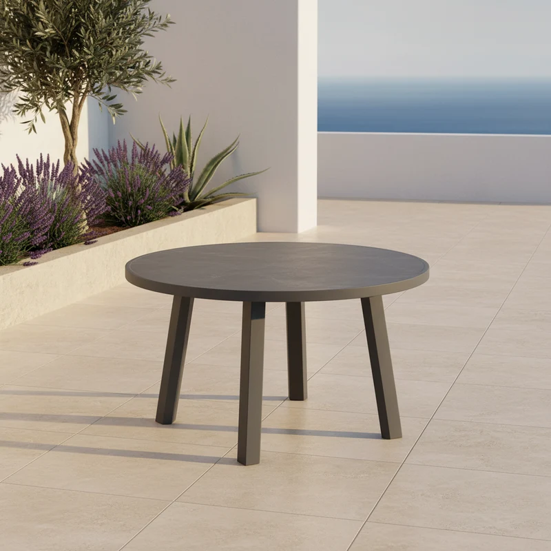 Tavolino "Maximo 70 Maxi" con piano rotondo, in resina rigenerata, Ø 70 x 40h cm Basalto