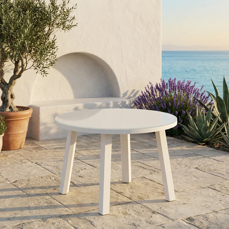 Tavolino "Maximo 70 Maxi" con piano rotondo, in resina rigenerata, Ø 70 x 40h cm Gesso