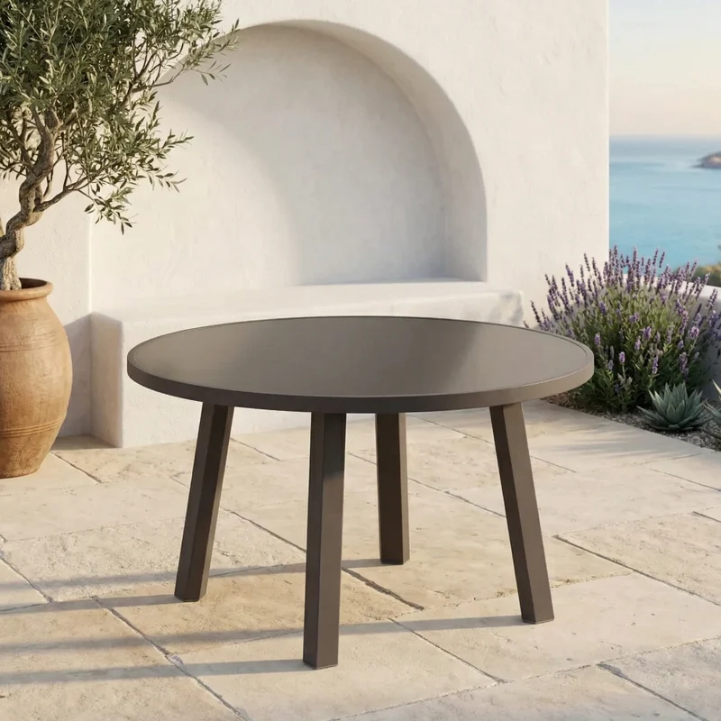 Tavolino "Maximo 70 Maxi" con piano rotondo, in resina rigenerata, Ø 70 x 40h cm Terra