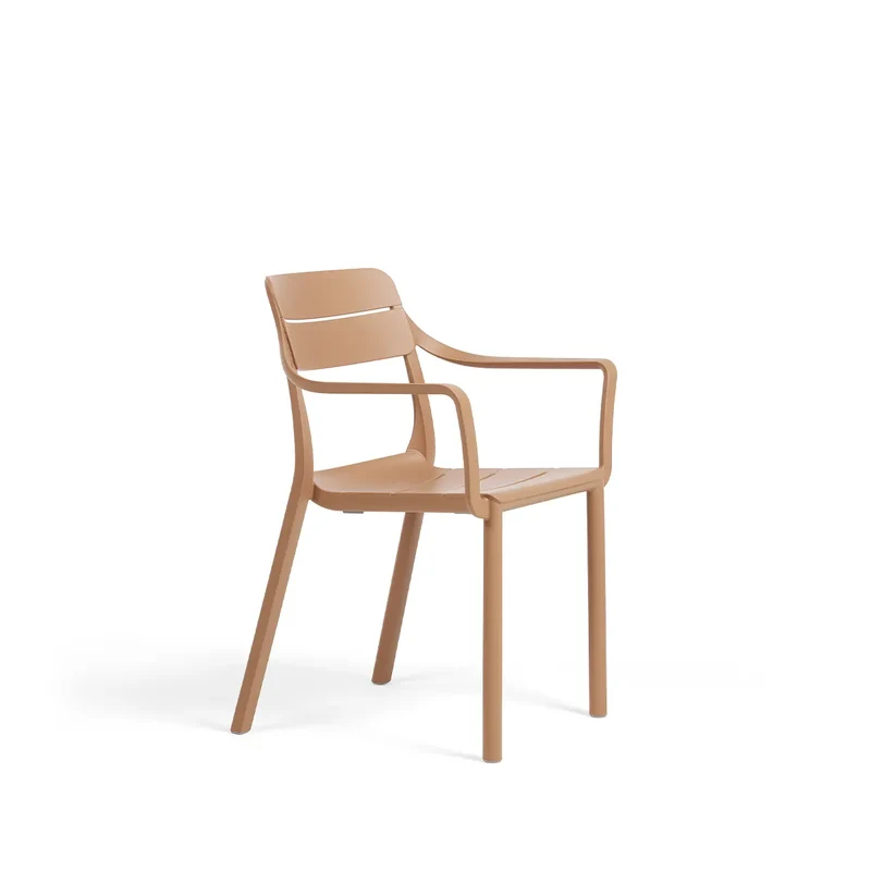 Sedia "Cassia" con braccioli monocolor, in fiberglass regenerated, 59 x 57 x 81,5 cm Cappuccino