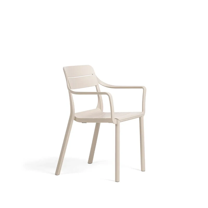 Sedia "Cassia" con braccioli monocolor, in fiberglass regenerated, 59 x 57 x 81,5 cm Corda