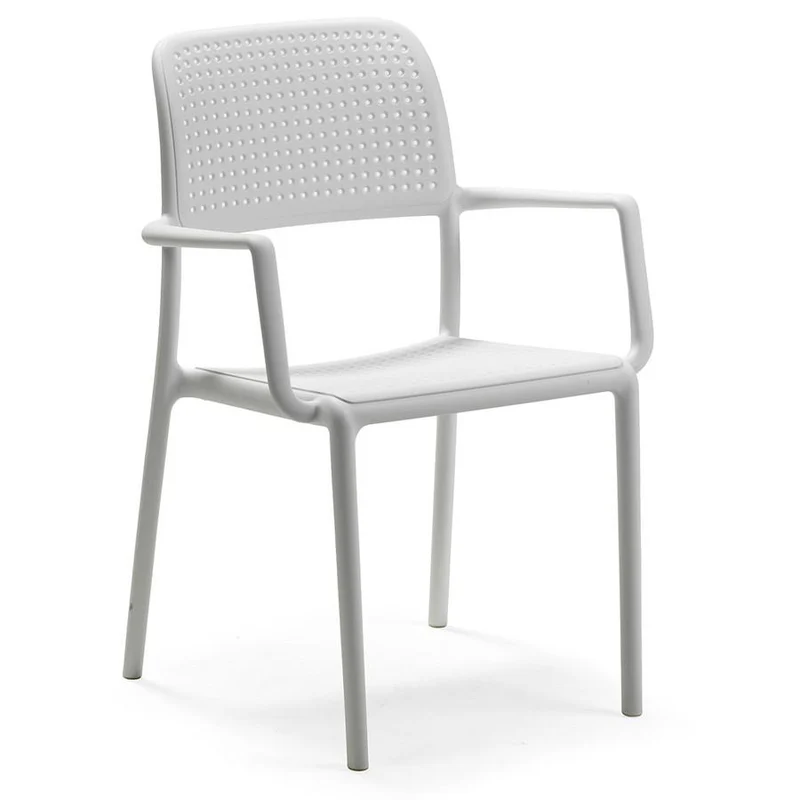 Poltrona "Bora" in fiber-glass per giardino, bar e ristorante "Made in Italy" Bianco / Confezione da 1 Pezzo