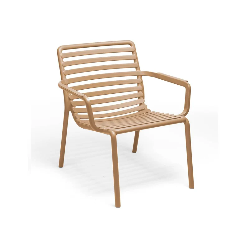 Sedia "Doga Relax" in polipropilene fiber-glass per giardino, bar e ristorante "Made in Italy" Cappuccino / Confezione da 1 Pezzo