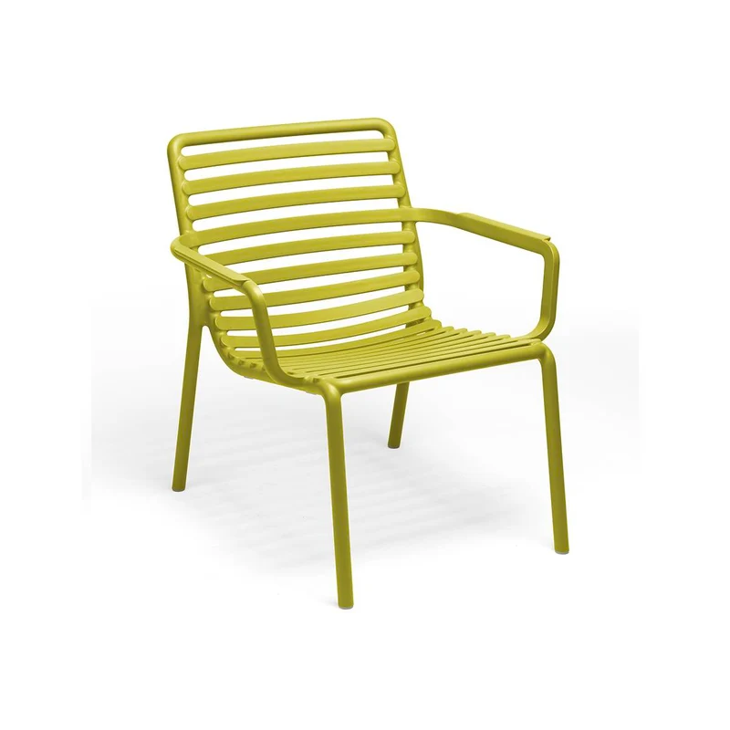 Sedia "Doga Relax" in polipropilene fiber-glass per giardino, bar e ristorante "Made in Italy" Pera / Confezione da 1 Pezzo