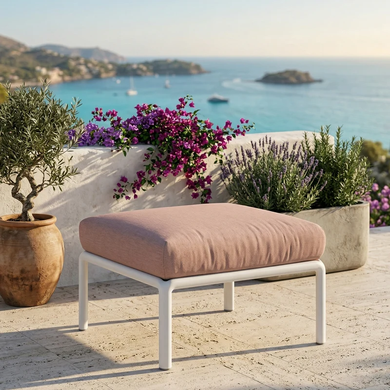 Pouf "Komodo" da esterno e giardino in polipropilene fiberglass made in Italy Bianco / Rosa Quarzo