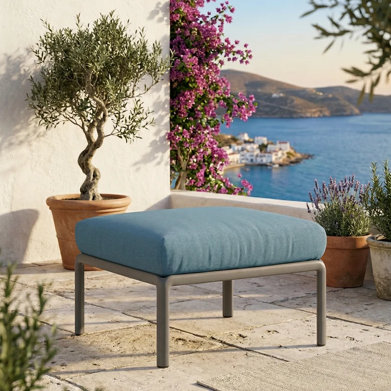 Pouf "Komodo" da esterno e giardino in polipropilene fiberglass made in Italy Antracite / Adriatic Sunbrella