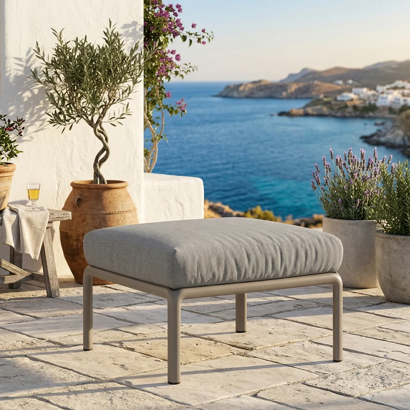 Pouf "Komodo" da esterno e giardino in polipropilene fiberglass made in Italy Tortora / Grigio
