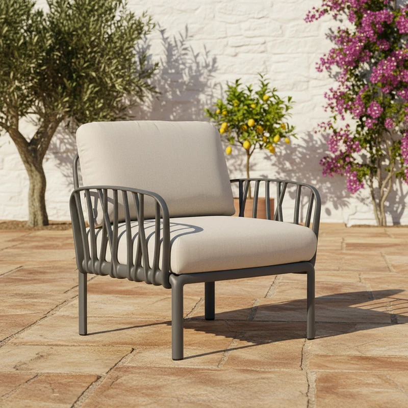 Poltrona "Komodo" salottino da esterno e giardino in polipropilene fiberglass Antracite / Tech Panama