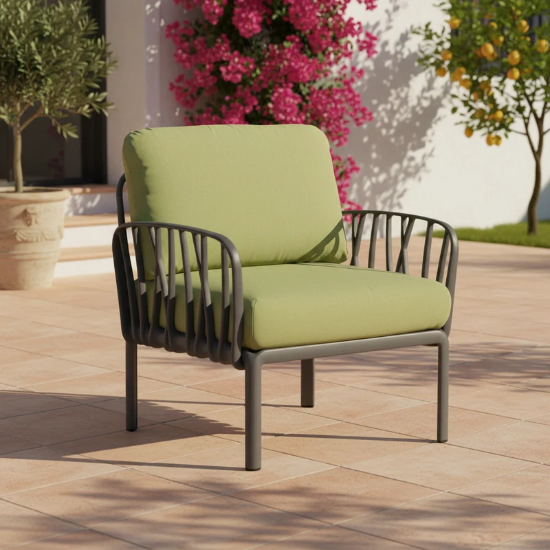 Poltrona "Komodo" salottino da esterno e giardino in polipropilene fiberglass Antracite / Avocado Sunbrella