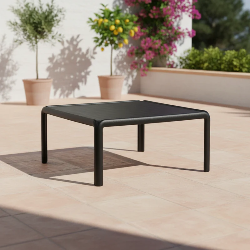 Tavolino in fiberglass 70 cm "Nardi komodo" da caffe basso per giardino e veranda da esterno Antracite