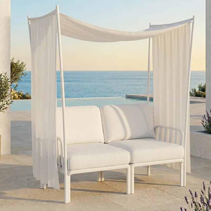 Parasole per salottino "Komodo Ombra" struttura con tessuto Bianco Bianco / 2 Posti