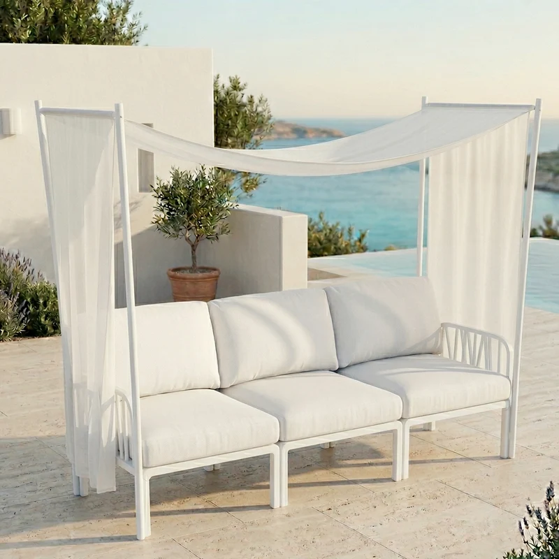 Parasole per salottino "Komodo Ombra" struttura con tessuto Bianco Bianco / 3 Posti