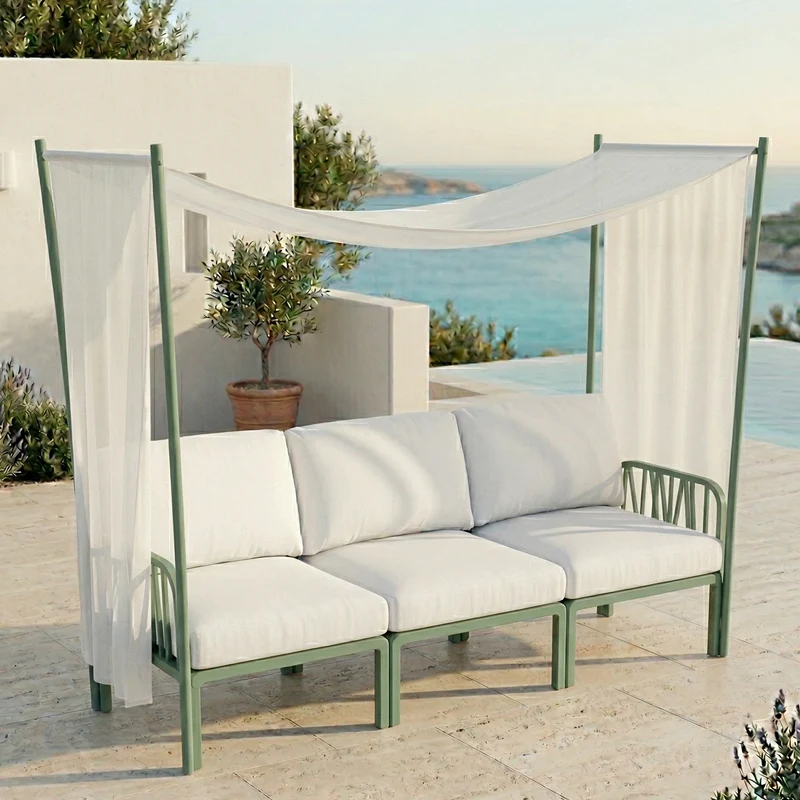 Parasole per salottino "Komodo Ombra" struttura con tessuto Bianco Agave / 3 Posti