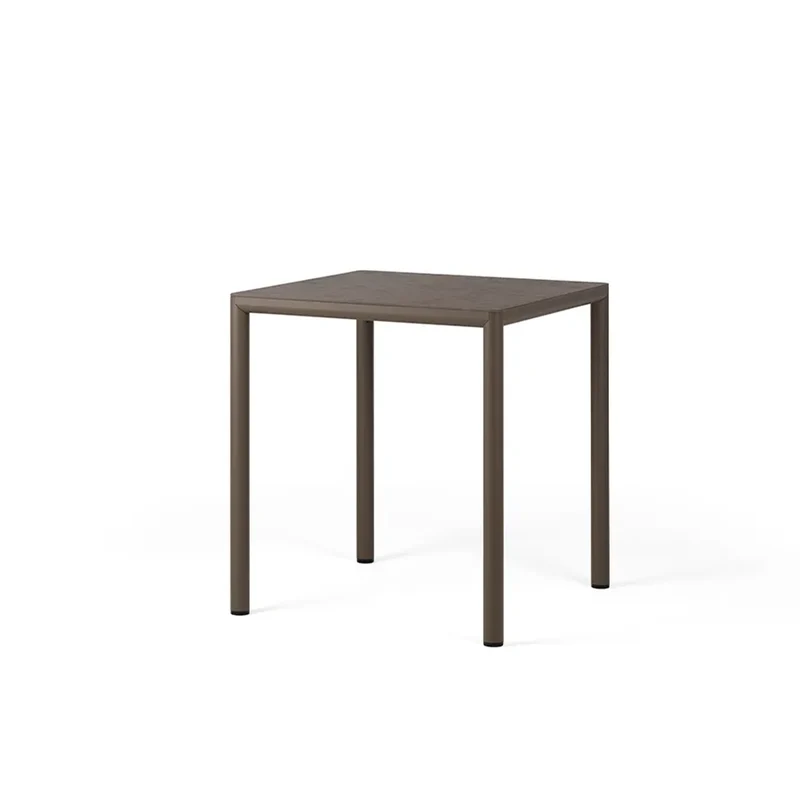 Tavolo "Piave" quadrato, monocolore, piano laminato in HPL, per esterno 90 x 90 cm / Tabacco