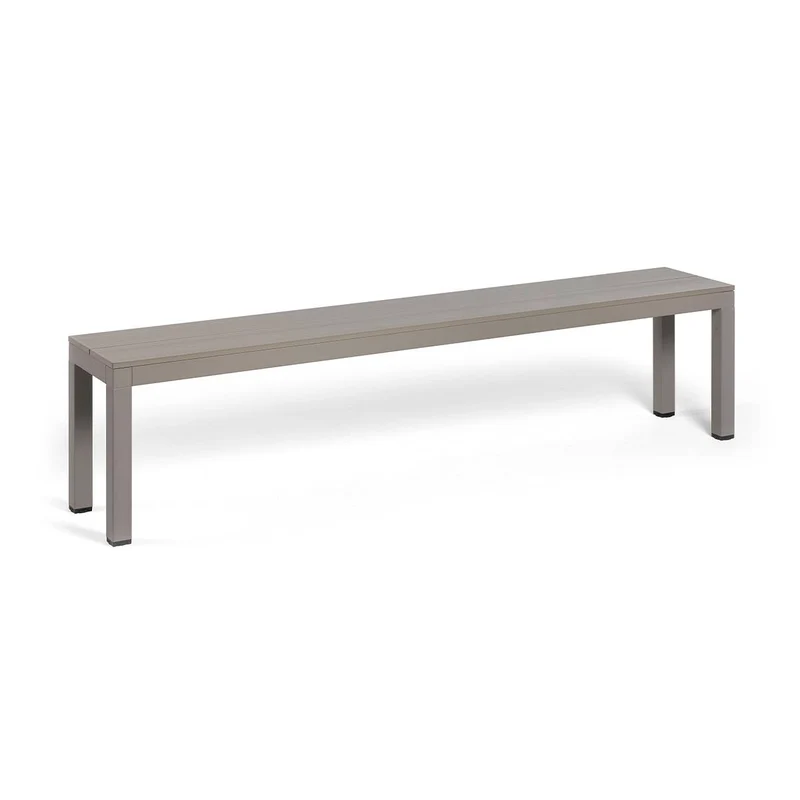 Panca "Nardi Rio Bench Alu" piano in alluminio per giardino e veranda 195 cm "Made in Italy" Tortora