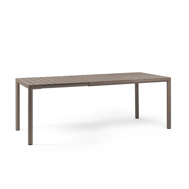 Tavolo allungabile "Tevere" in Polipropilene e alluminio, da giardino "Made In Italy" Tortora / 147-211 cm