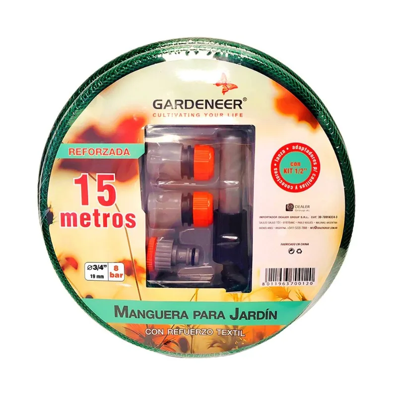 Kit manguera 3 4 x 15 mtrs gardeneer