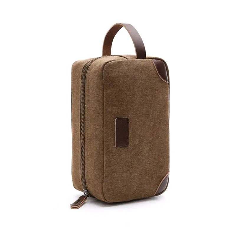 Bolsa organizadora de artigos de higiene pessoal de viagem masculina Kit Dopp de barbear de lona