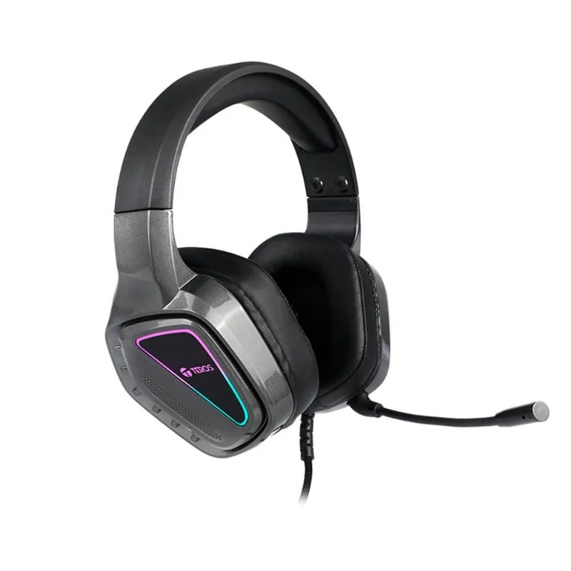 Auriculares Gaming Teros Te-8171n Rgb Estereo Microfono Color Negro - Negro