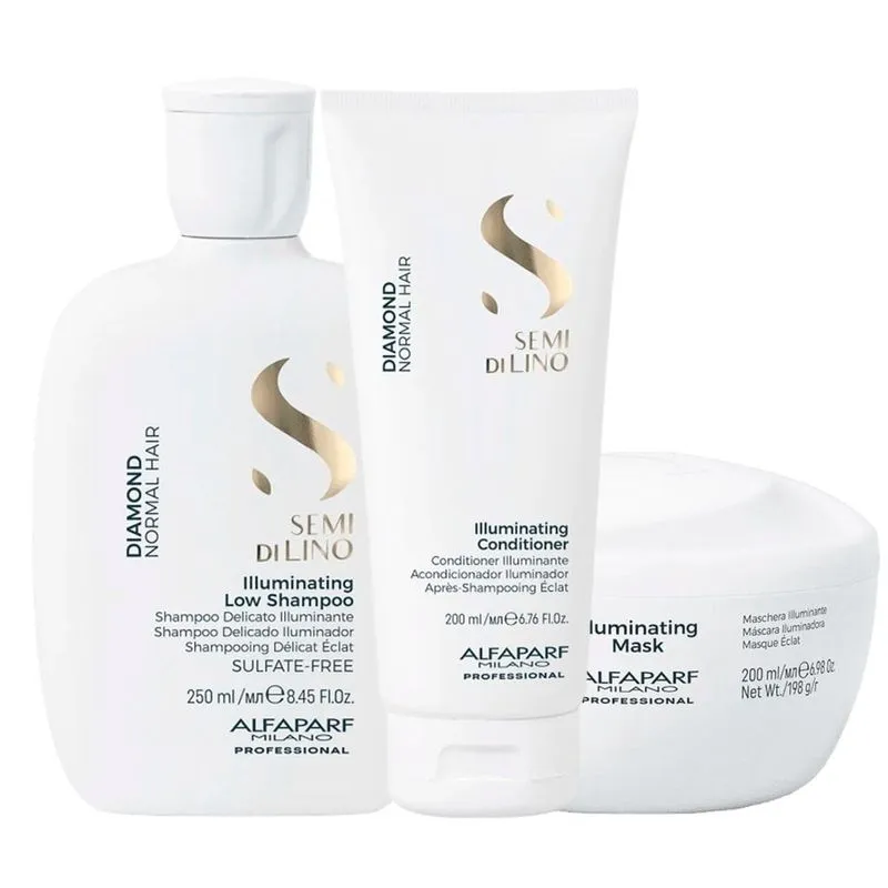 Kit Alfaparf Diamond - Shampoo 250ml + Condicionador 200ml + Mascara 200ml