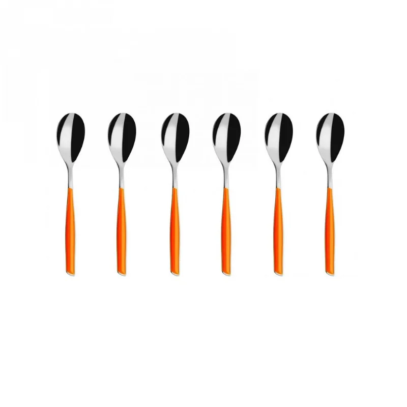 Colher para Café 15cm 6 peças Laranja Glamour Inox Bugatti