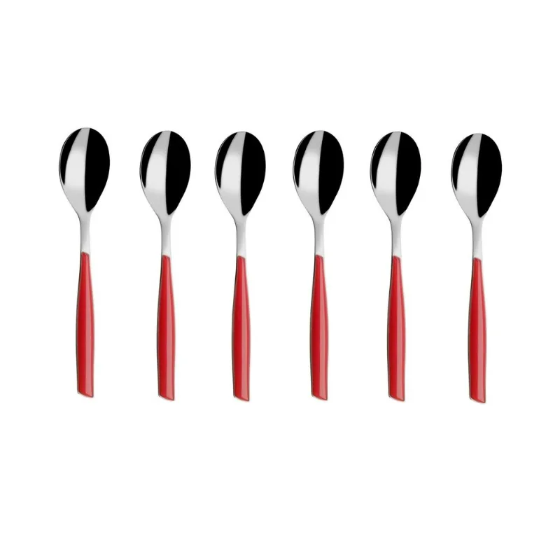 Colher para Café Inox 13cm 6 peças Vermelha Glamour Bugatti
