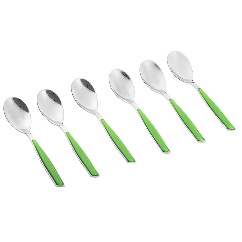 Colher para Café 15cm 6 Peças Verde Glamour Inox Bugatti