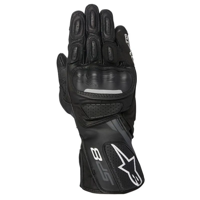 Luva Alpinestars SP-8 V2 Preto/Cinza (Couro)