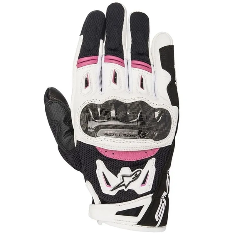Luva Alpinestars Stella SMX-2 Air Carbon V2 Preta/Branca/Rosa - Feminina