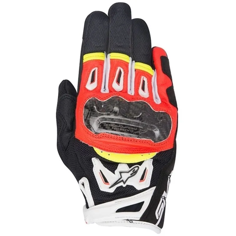 Luva Alpinestars SMX-2 Air Carbon V2 Preta/Branca/Vermelha/Amarela