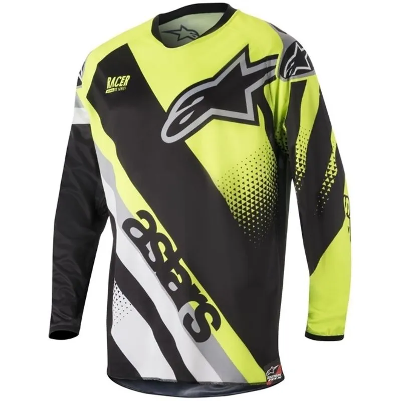 Camisa Alpinestars Racer Supermatic 2018 Preta/amarela/cinza