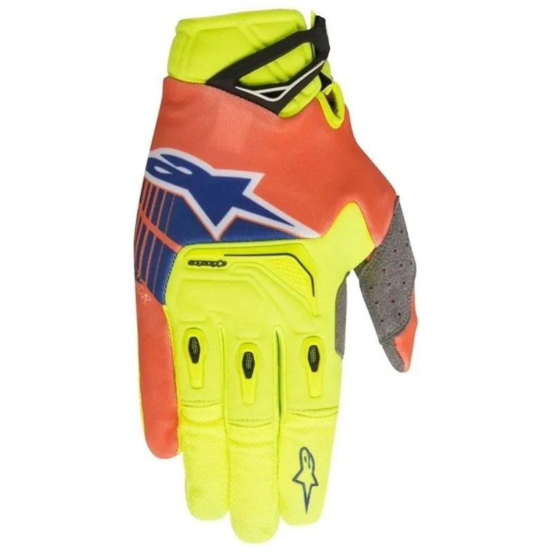 Luva Alpinestars Techstar 2018 Amarela Fluor/laranja Fluor/azul