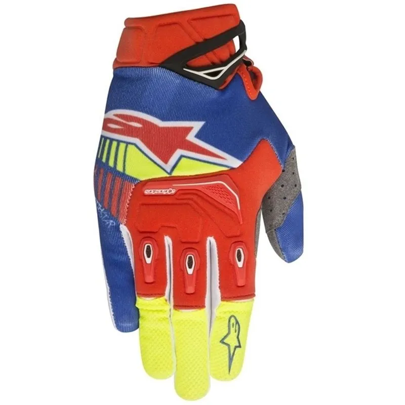 Luva Alpinestars Techstar 2018 Azul/vermelho/amarelo Fluor