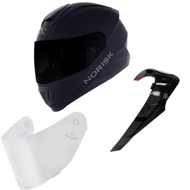 Capacete Masculino Norisk Preto Moto Razor Spoiler + Viseira