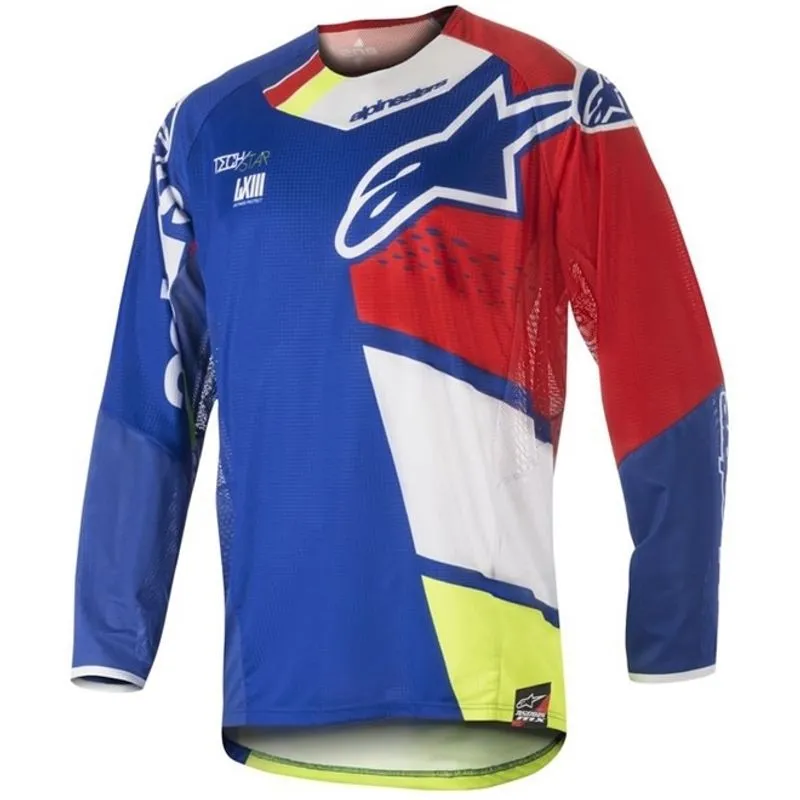 Camisa Alpinestars Techstar Factory 2018 Azul/vermelha/branca/amarela